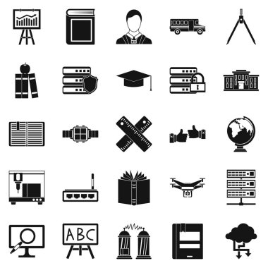 Eğitim konuları Icons set, basit tarzı