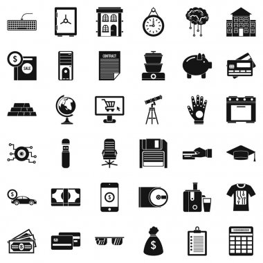 Kredi kartı Icons set, basit tarzı