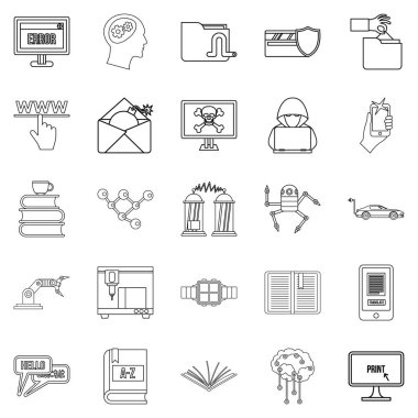 Sibernetik Icons set, anahat stili