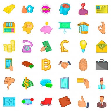 Finans Icons set, karikatür tarzı