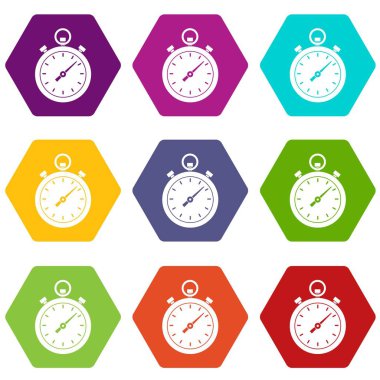 Renk altı yüzlü Chronometre Icon set