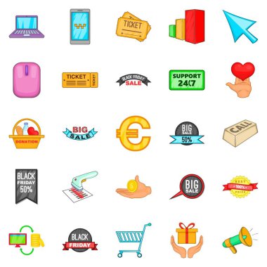 Online anlaşma Icons set, karikatür tarzı