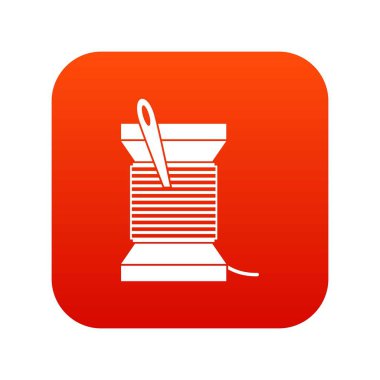 İğne ve iplik simgesi dijital kırmızı