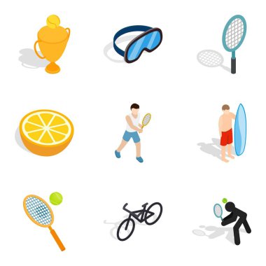 Motor beceri Icons set, izometrik stili