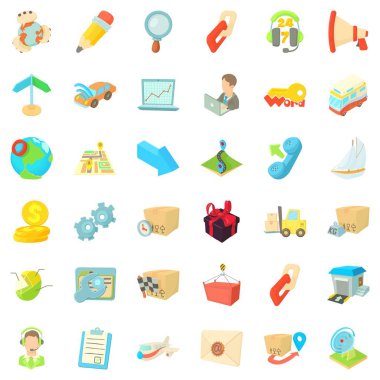 Destek Icons set, karikatür tarzı