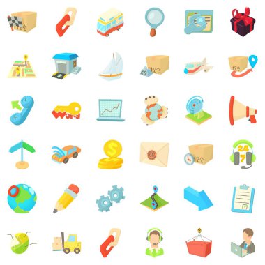 Icons set paketleme, karikatür tarzı