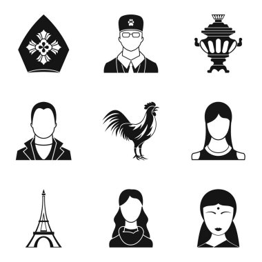 Etnik köken Icons set, basit tarzı