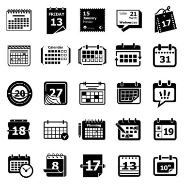 Takvim programı planlayıcısı Icons set, basit tarzı