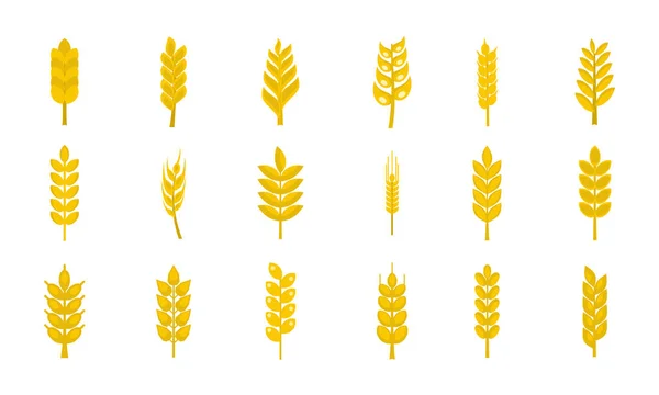 Wheat icon set, flat style — Stock Vector