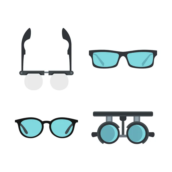 Conjunto de ícones de óculos, estilo plano — Vetor de Stock