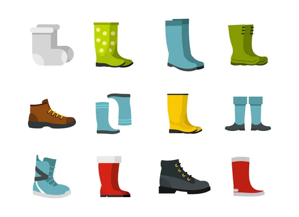 Boots icon set, flat style — Stock Vector