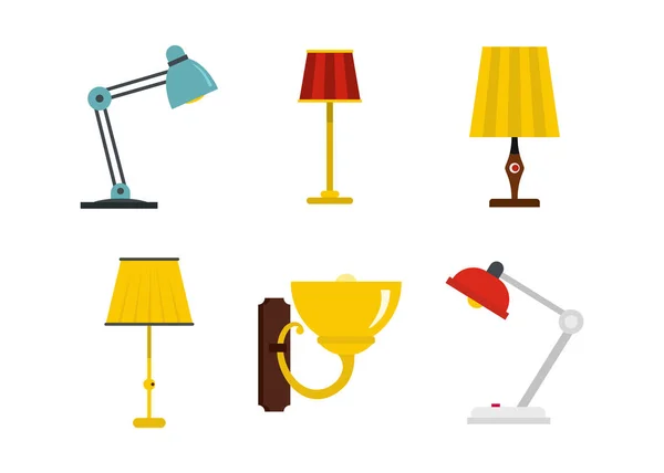 Ensemble icône lampe de maison, style plat — Image vectorielle