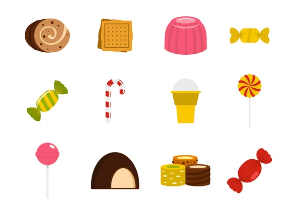 Candy ikon készlet, lapos stílusú — Stock Vector