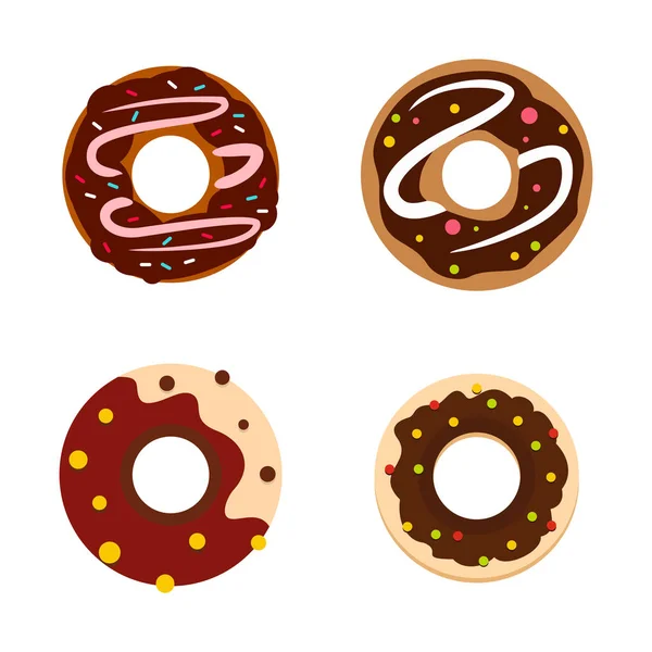 Donut Icon Set, flacher Stil — Stockvektor