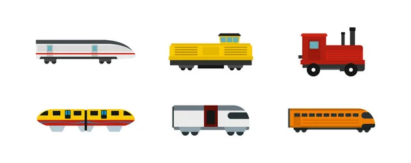 Trein pictogrammenset, vlakke stijl — Stockvector