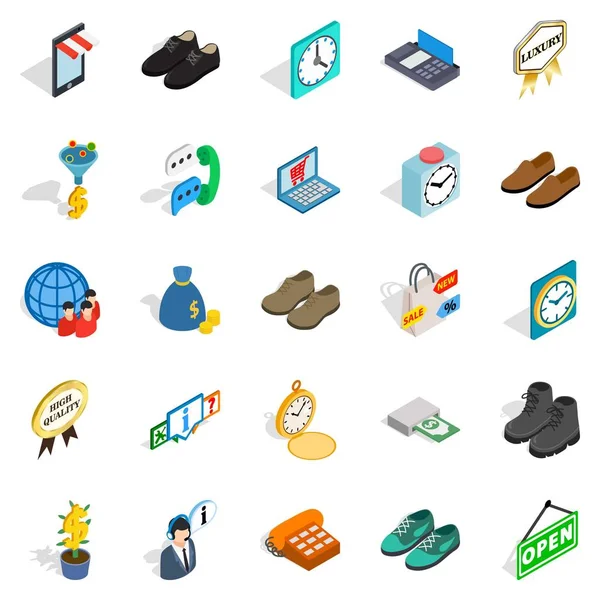Conjunto de ícones de ajuda empresarial, estilo isométrico —  Vetores de Stock