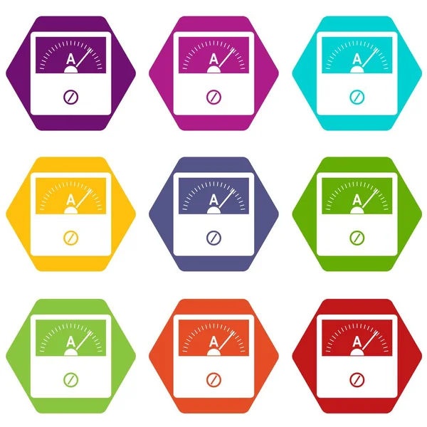 Conjunto de iconos de contador hexaedro de color — Archivo Imágenes Vectoriales