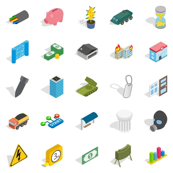 Grandioze business iconen set, isometrische stijl — Stockvector