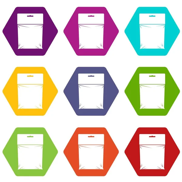 Set icona pacchetto colore esaedro — Vettoriale Stock