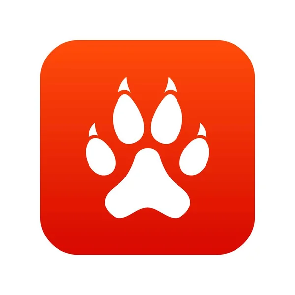 Pata de gato ícone digital vermelho —  Vetores de Stock