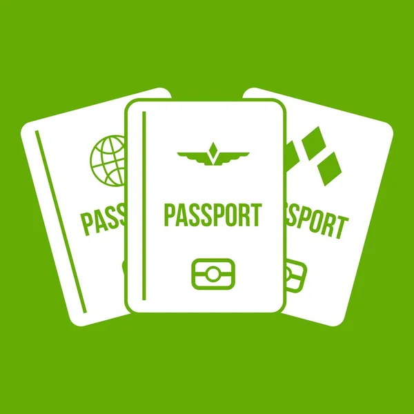 Passaportes ícone verde — Vetor de Stock