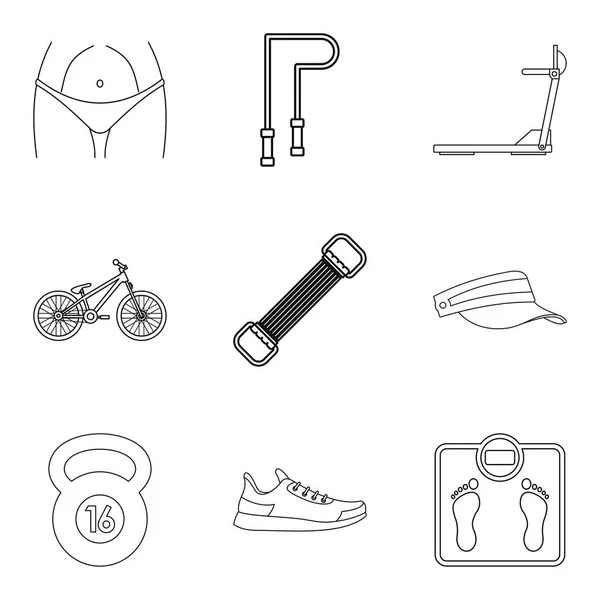 Conjunto de iconos de actividad física, estilo de esquema — Vector de stock