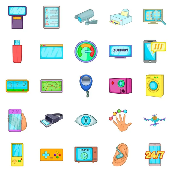 Fijar el conjunto de iconos electrónicos, estilo de dibujos animados — Vector de stock