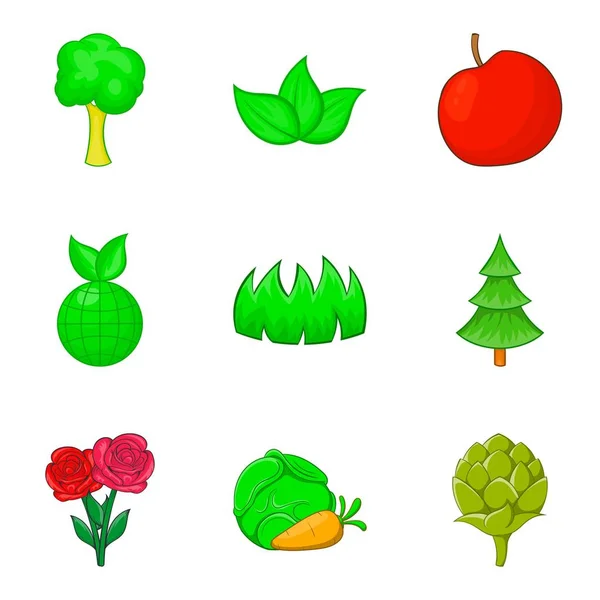 Conjunto de ícones de ervas, estilo cartoon — Vetor de Stock