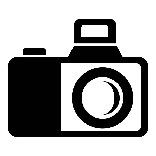 Photocamera ikon, enkel svart stil — Stock vektor
