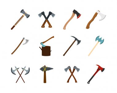Icon set axe, stil düz