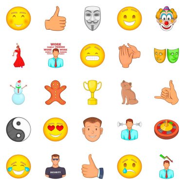 Olumlu duygu Icons set, karikatür tarzı