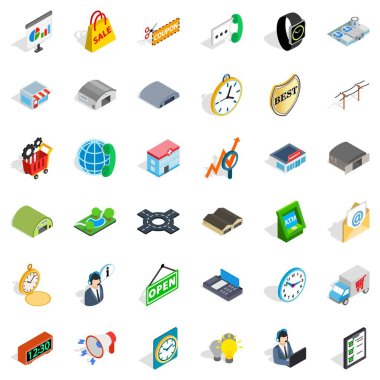 Ambalaj Icons set, izometrik stili