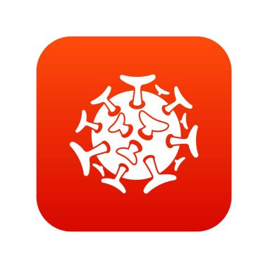 Yuvarlak viral bakteri simgesi dijital kırmızı