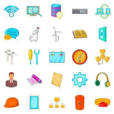 Mühendislik Bölümü Icons set, karikatür tarzı