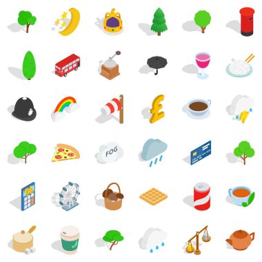Büyük Britanya'nın Icons set, izometrik tarzı