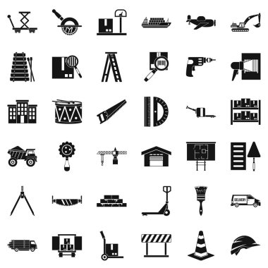 Teslimat kamyon Icons set, basit tarzı