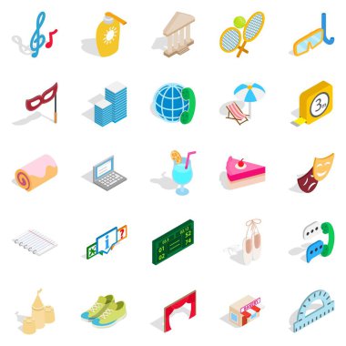 Eğlence herkes için simgeler kümesi, izometrik tarzı