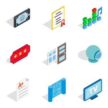 Çerçeve Icons set, izometrik stili