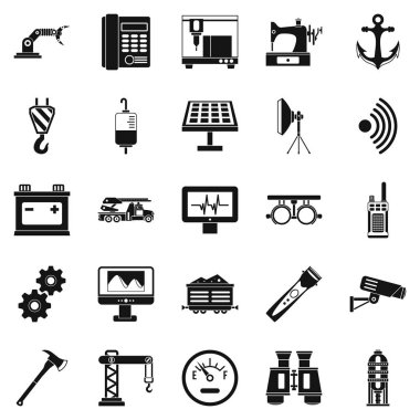 Ekipman Icons set, basit tarzı