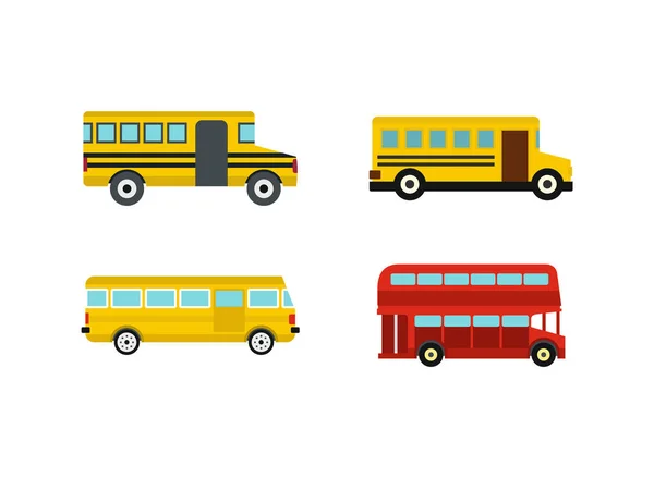 Bus-Icon-Set, flacher Stil — Stockvektor