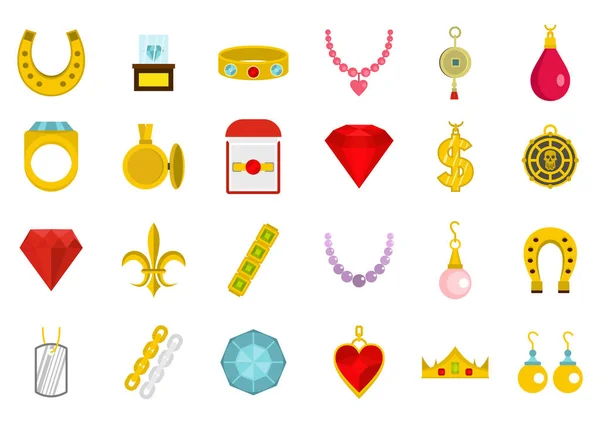 Conjunto de iconos de joyería, estilo plano — Vector de stock