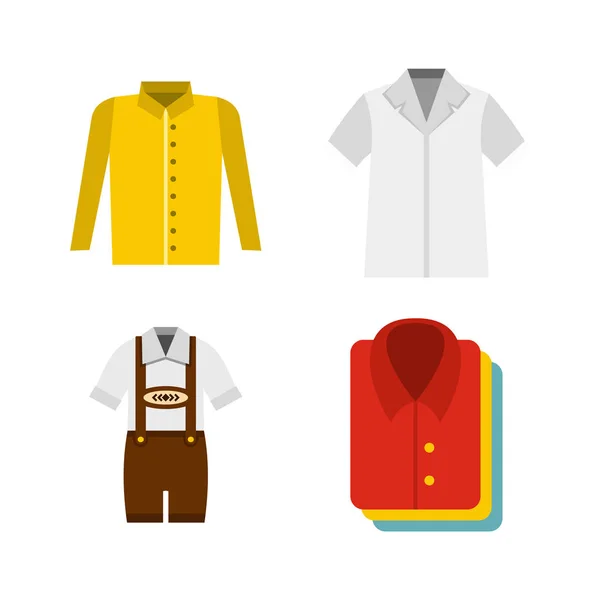 Conjunto de iconos de camisa, estilo plano — Archivo Imágenes Vectoriales