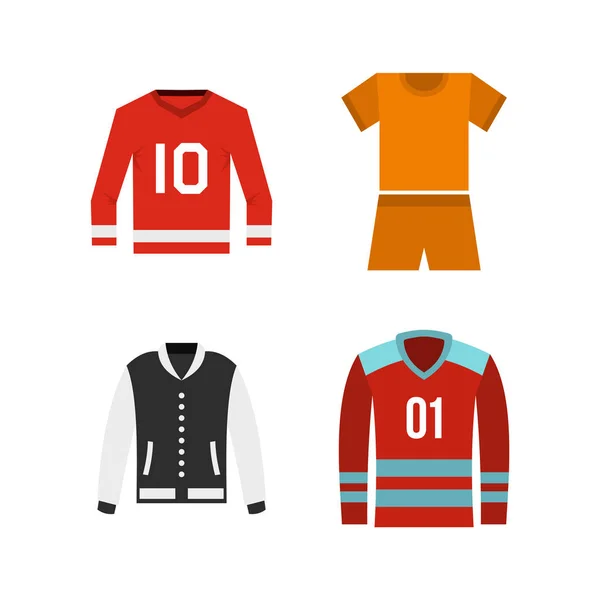 Conjunto de iconos de ropa deportiva, estilo plano — Vector de stock