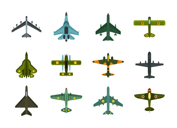 Lucht vliegtuig pictogrammenset, vlakke stijl — Stockvector