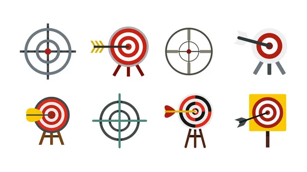 Objetivo conjunto de iconos, estilo plano — Vector de stock
