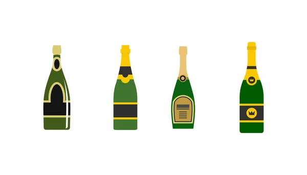 Set de iconos de champán, estilo plano — Vector de stock
