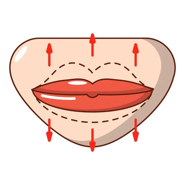 Ícone de aumento de lábios, estilo cartoon . — Vetor de Stock