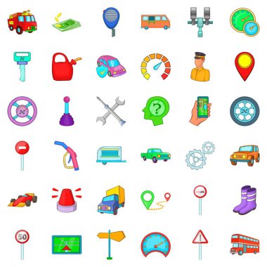Büyük teslimat Icons set, karikatür tarzı