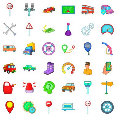 Büyük araba Icons set, karikatür tarzı