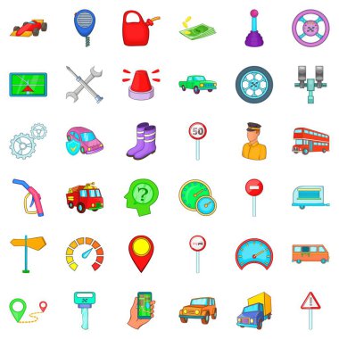 Yol ulaşım Icons set, karikatür tarzı